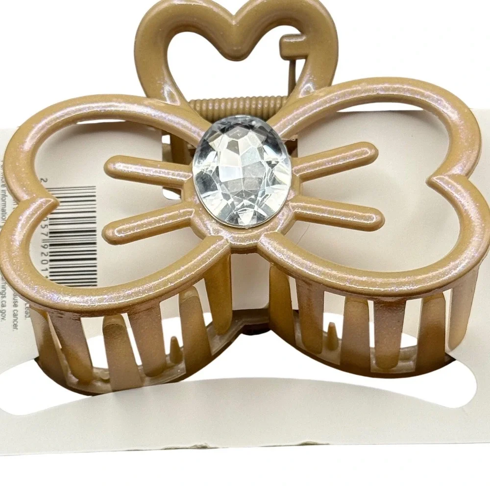Sparkly‎ Rhinestone Butterfly Claw Clip Hair Accessory Gold Tone